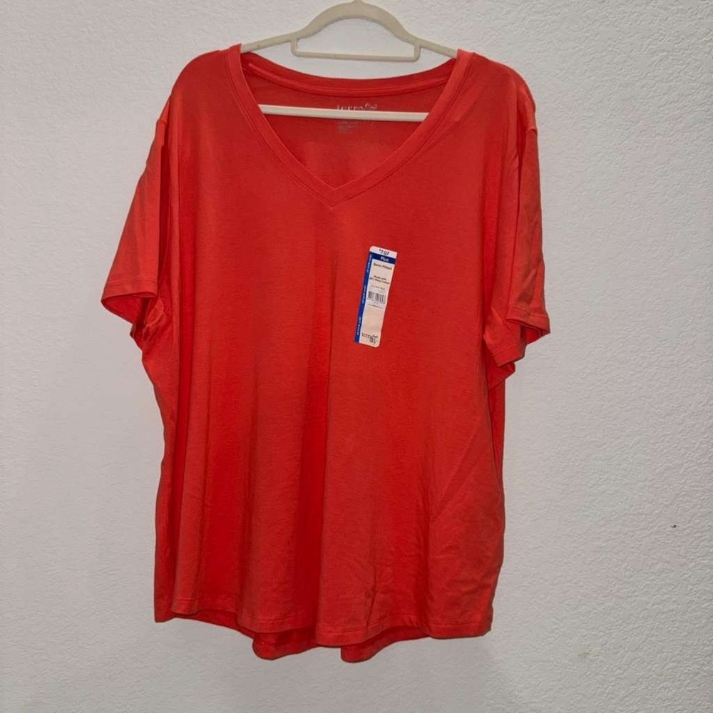 Terra Sky Women's Size 2X Plus Tee Shirt Short Sleeve Orange Casual Workout Yoga
